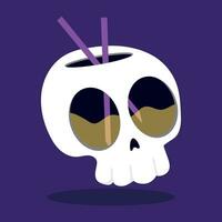 Isolated cute skull with a pair of sticks on its head Vector illustration