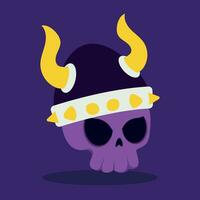 Isolated cute skull with a viking helmet Vector illustration