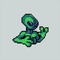 Pixel art illustration Alien. Pixelated Alien. Alien Head pixelated for the pixel art game and icon for website and video game. old school retro. vector