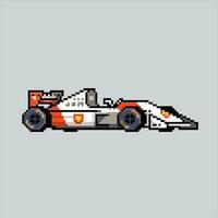 píxel Arte ilustración f1 coche. pixelado carrera f1 coche. f1 coche carrera vehículo pixelado para el píxel Arte juego y icono para sitio web y vídeo juego. antiguo colegio retro vector