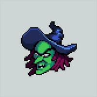 Pixel art illustration Witch. Pixelated Witch. Scary Witch pixelated for the pixel art game and icon for website and video game. old school retro. vector