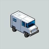 Pixel art illustration Box Truck. Pixelated Box Truck. Box Truck Container pixelated for the pixel art game and icon for website and video game. old school retro. vector