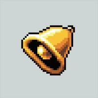 Pixel art illustration Bell. Pixelated Bell. Clock Bell pixelated for the pixel art game and icon for website and video game. old school retro. vector