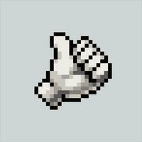 Pixel art illustration Hand. Pixelated Hand. Hand Illustration pixelated for the pixel art game and icon for website and video game. old school retro. vector