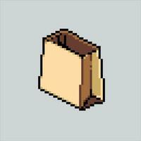 Pixel art illustration Paper Bag. Pixelated Paper Bag. Paper Bag pixelated for the pixel art game and icon for website and video game. old school retro. vector