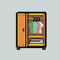 píxel Arte ilustración gabinete. pixelado armario gabinete. de madera armario gabinete pixelado para el píxel Arte juego y icono para sitio web y vídeo juego. antiguo colegio retro vector