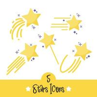 Set of golden star shape icons Vector illustration