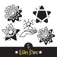 Set of monochrome star shape icons Vector illustration