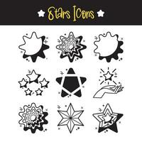 conjunto de monocromo estrella forma íconos vector ilustración