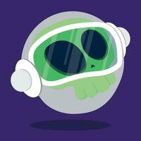 Isolated cute skull with an astronaut helmet Vector illustration