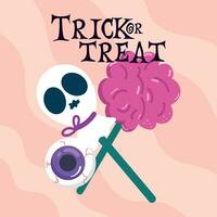 Halloween candies poster Trick or treat Vector illustration