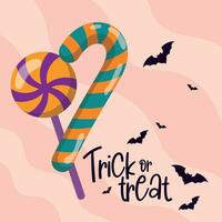 Halloween candies poster Trick or treat Vector illustration