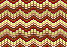 Seamless knitted pattern. Red, yellow, white colors. vector
