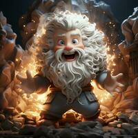 3d cartoon god of lightning photo