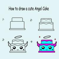 Step by step to draw a Cute Cake. Drawing tutorial a Cute Cake. Drawing lesson for children. Vector illustration