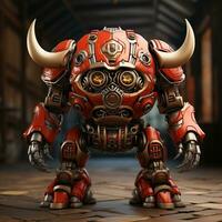 3D cartoon bull robot photo