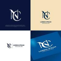 NC Initial Lettering Modern Luxury Logo Template for Business vector