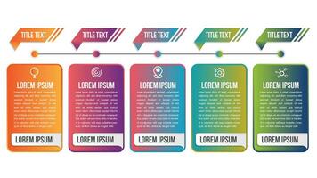 Business Infographic road design template with icons colorful pin pointer and 5 numbers options. Can be used for process presentations, workflow layout, diagram, banner. vector