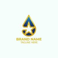 Drop star water logo vector premium