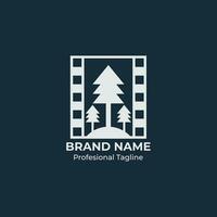 pine forest film vector logo film icon design Pro Vector