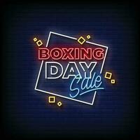 Neon Sign boxing day with brick wall background vector