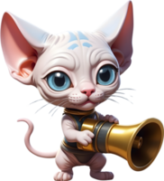 tekenfilm kat met megafoon Aan transparant achtergrond ai generatief png