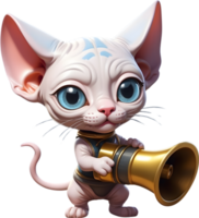 cartoon cat with megaphone on transparent background ai generative png