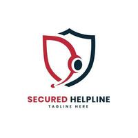 Secured Helpline call service logo design creative concept vector