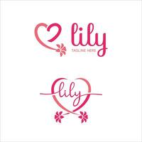 Lily flower logo luxury creative calligraphy design concept for spa and boutique brands vector