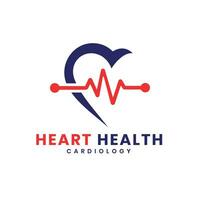 Heart And Health medical care logo design for cardiology service Heart rate vector