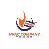 HVAC service logo design with heating and cooling industry logo vector