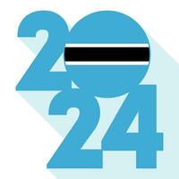Happy New Year 2024, long shadow banner with Botswana flag inside. Vector illustration.