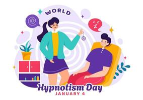 World Hypnotism Day Vector Illustration on 4 January with Black and White Spirals Creating an Altered State of Mind for Treatment Services