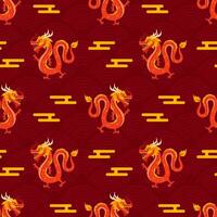 Happy Chinese New Year 2024 Seamless Pattern Design. Translation  Year of the Dragon. with Lantern, Dragons and China Elements in Flat Illustration vector