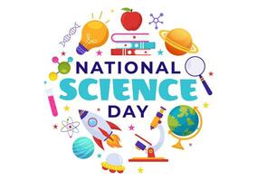 National Science Day Vector Illustration on February 28 Related to Chemical Liquid, Scientific, Medical and Research in Flat Cartoon Background