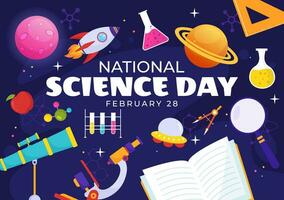 National Science Day Vector Illustration on February 28 Related to Chemical Liquid, Scientific, Medical and Research in Flat Cartoon Background