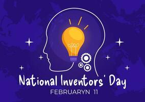 National Inventors Day Vector Illustration on February 11 Celebration of Genius Innovation to Honor Creator of Science in Flat Cartoon Background