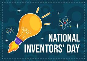 National Inventors Day Vector Illustration on February 11 Celebration of Genius Innovation to Honor Creator of Science in Flat Cartoon Background