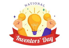 National Inventors Day Vector Illustration on February 11 Celebration of Genius Innovation to Honor Creator of Science in Flat Cartoon Background