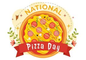 National Pizza Day Vector Illustration on February 9 with Various Toppings on Each Slice for Poster or Banner in Flat Cartoon Background Design