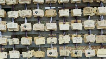 ema borda às meiji Jingu santuário dentro Tóquio, Japão . video