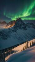 paisaje con montañas y Aurora foto