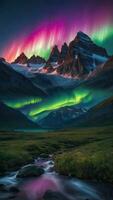 Landscape with mountains and Aurora photo