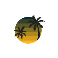 retro palm boom met , veelkleurig zon schijnen png