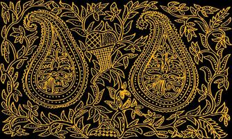 batik pattern gold line strip on black background vector