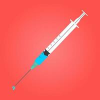 syringe - flu shot on pink background vector