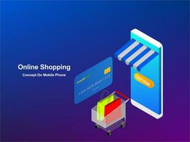 Online Shopping Concept On Mobile Phone vector