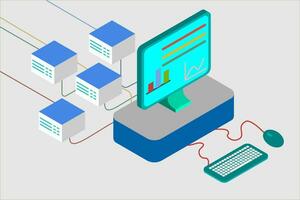 computer network concept on isometric vector