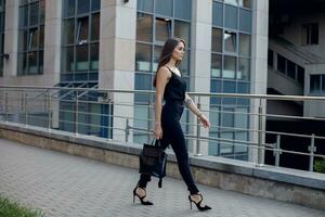 Modern business woman in the office with copy space photo