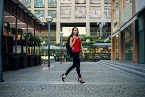 Modern business woman in the office with copy space photo